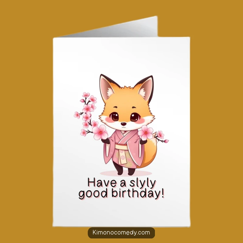 Elegant Free Printable Birthday Card: Fox Kimono, a Graceful Downloadable Gift!