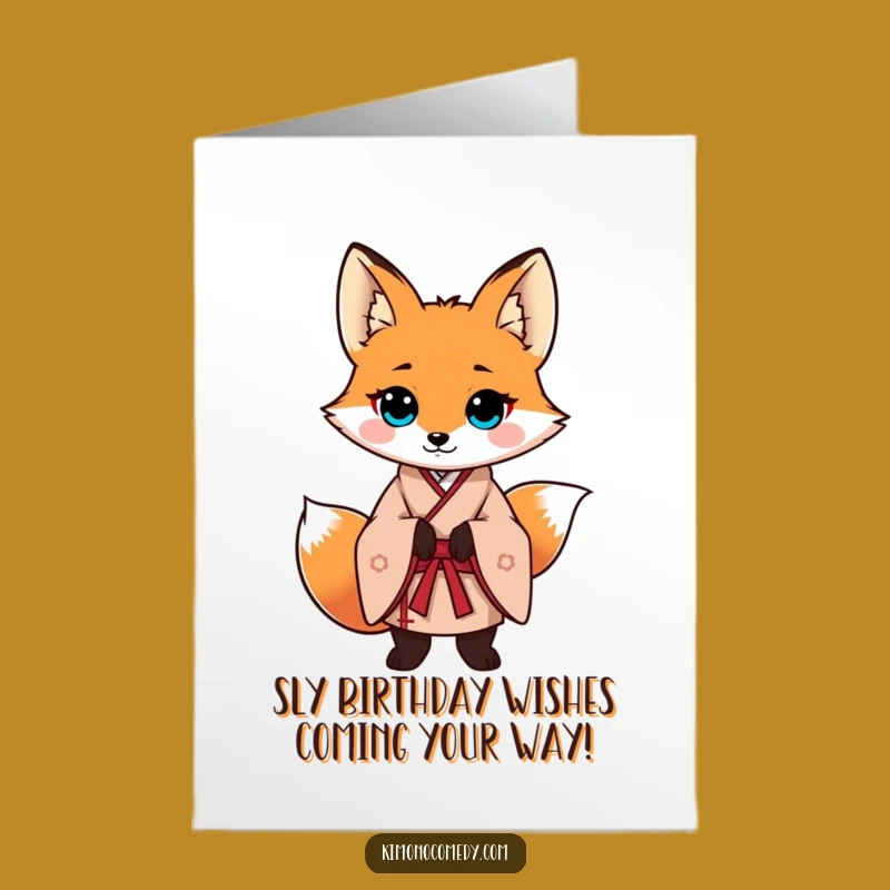 Free Printable Funny Birthday Card: Confident Kimono Fox - Stylish Downloadable Humor Gift