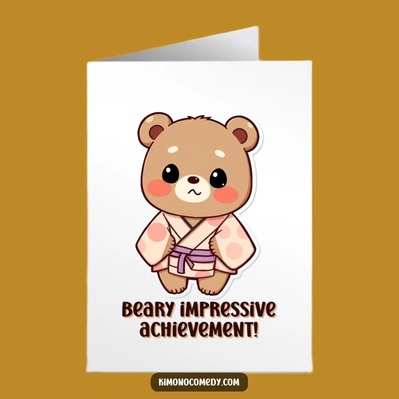 Free Printable Congrats Card: Bear's Kimono Surprise, Astonished Downloadable Gift