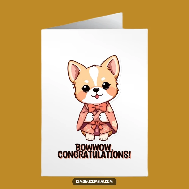 Free Printable Dog Congratulations Card - Bowing Kimono Dog Downloadable Greeting