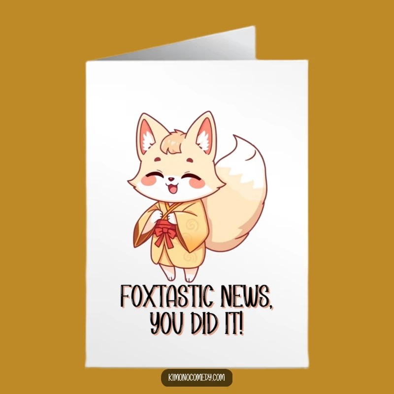 Free Printable Kawaii Kitsune Congrats Card: Wagging Tails of Joy!