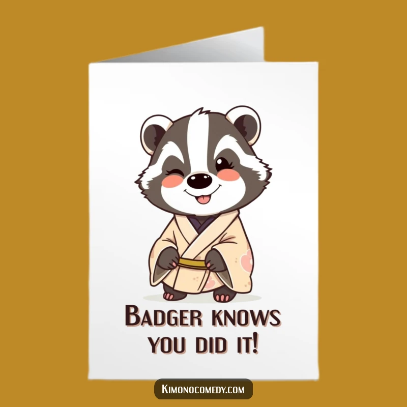 Free Printable Badger Congratulations Card - Winking Kimono Badger Downloadable Greeting