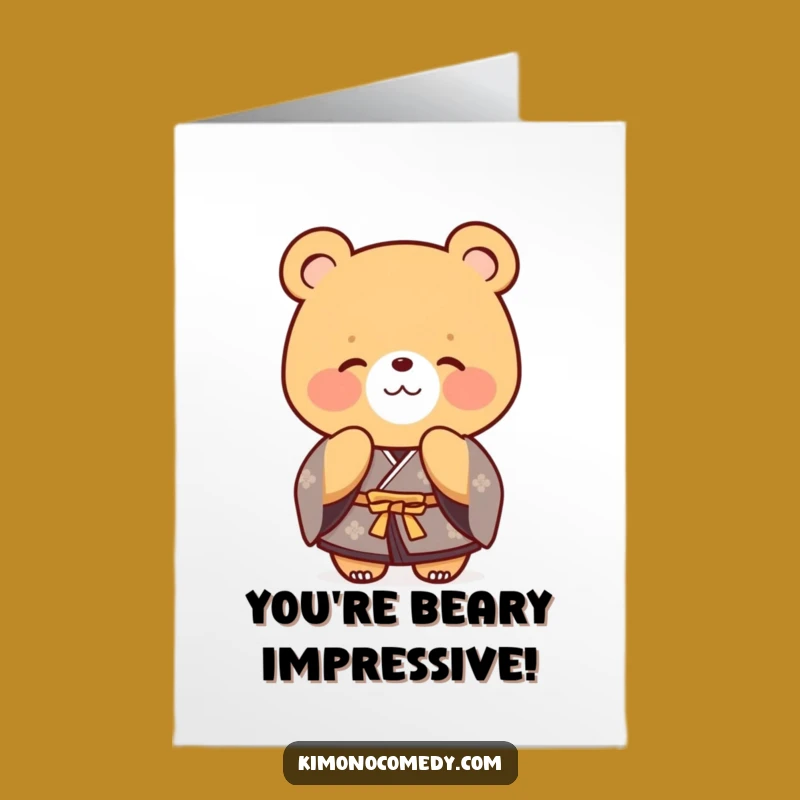 Free Printable Congrats Card: Polite Kimono Bear Bow - Charming Downloadable Humor