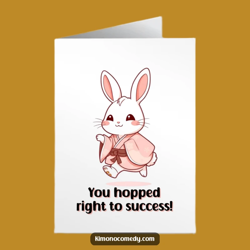 Free Printable Congrats Card: Rabbit's Kimono Hop, Joyful Downloadable Celebration Gift