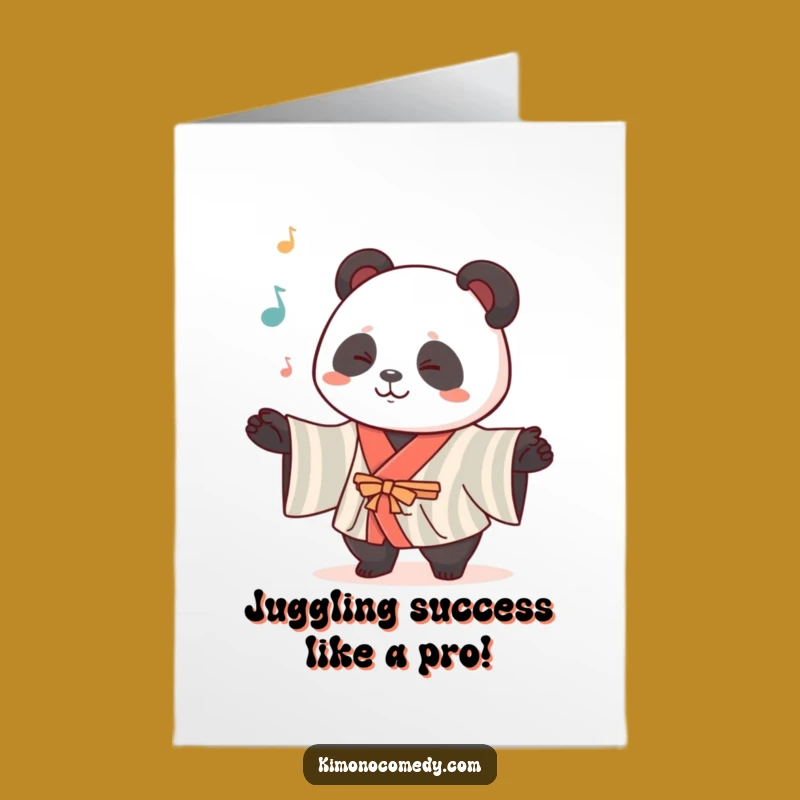 Free Printable Kawaii Panda Juggling Congrats Card - Funny Circus Downloadable Greeting