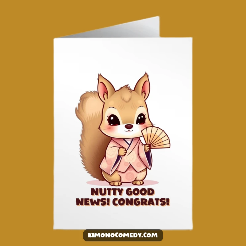 Free Printable Curious Squirrel Kimono Congrats Card - Delicate Fan Downloadable Joy