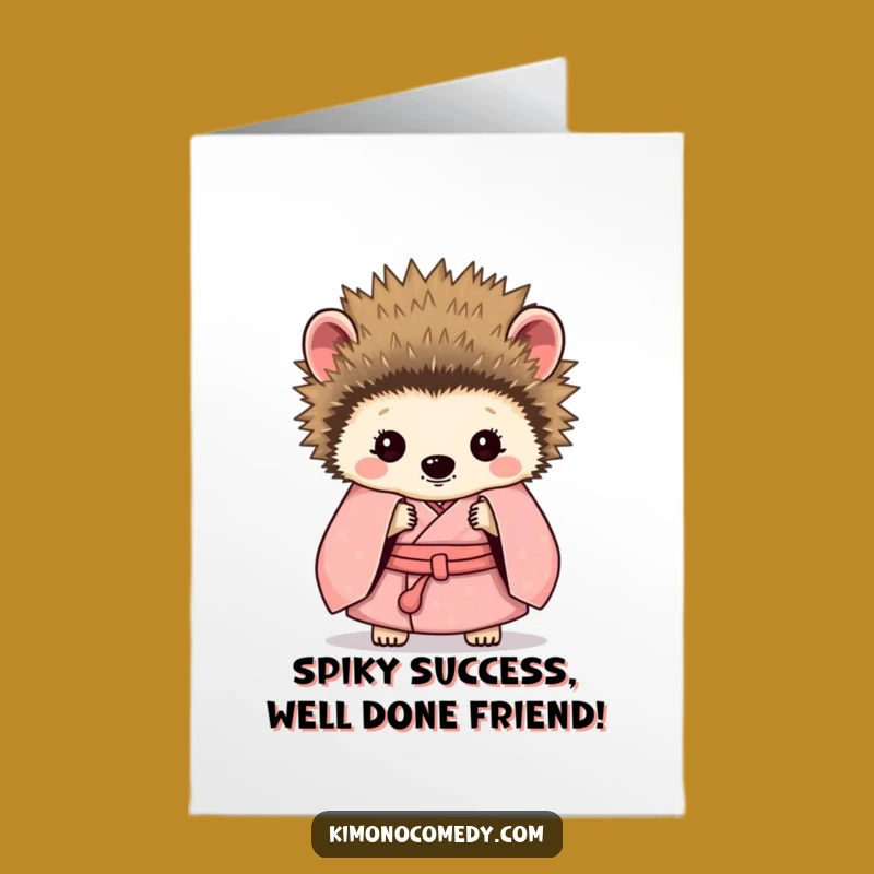 Free Printable Congrats Card: Shy Hedgehog Kimono Funny Downloadable Gift for Any Occasion