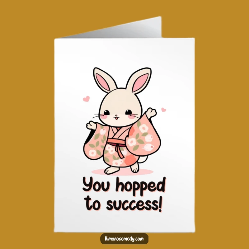 Free Printable Rabbit Congrats Card: Humorous Kawaii Dance Downloadable Gift
