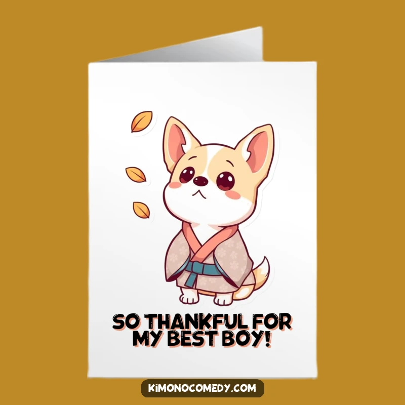 Free Printable Dog Thank You Card: Surprised Kimono Downloadable