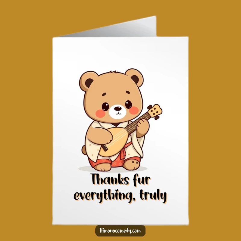 Free Printable Kawaii Bear Thank You Card: Shamisen Gratitude