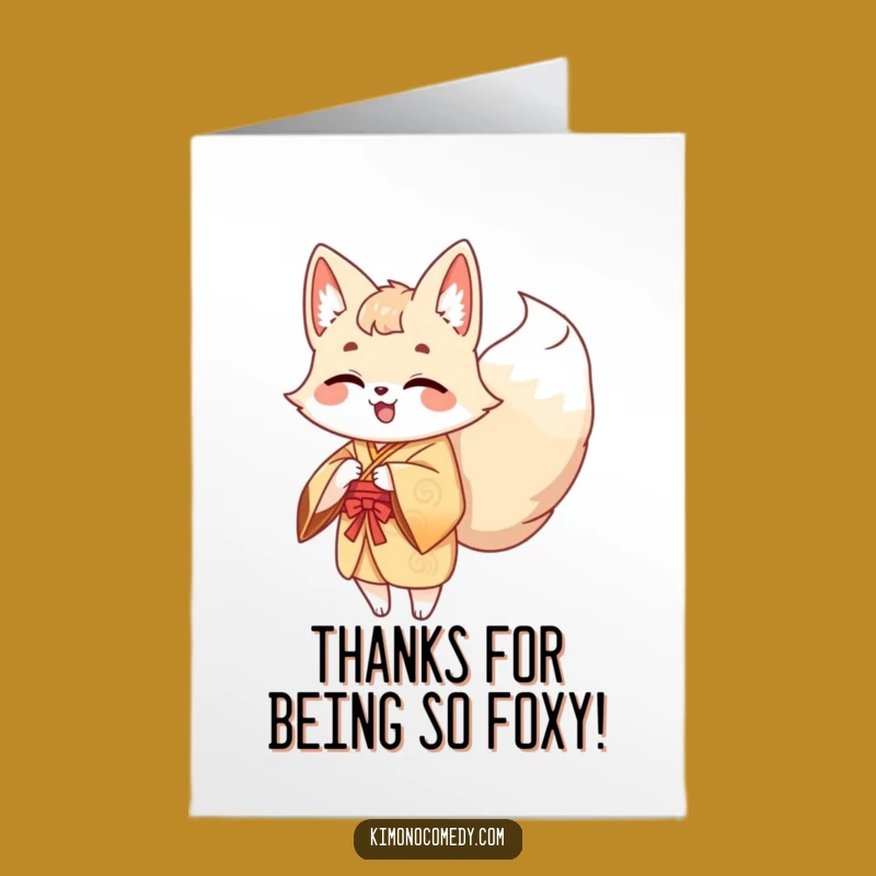 Free Printable Kawaii Kitsune Thank You Card: Grateful Tails!
