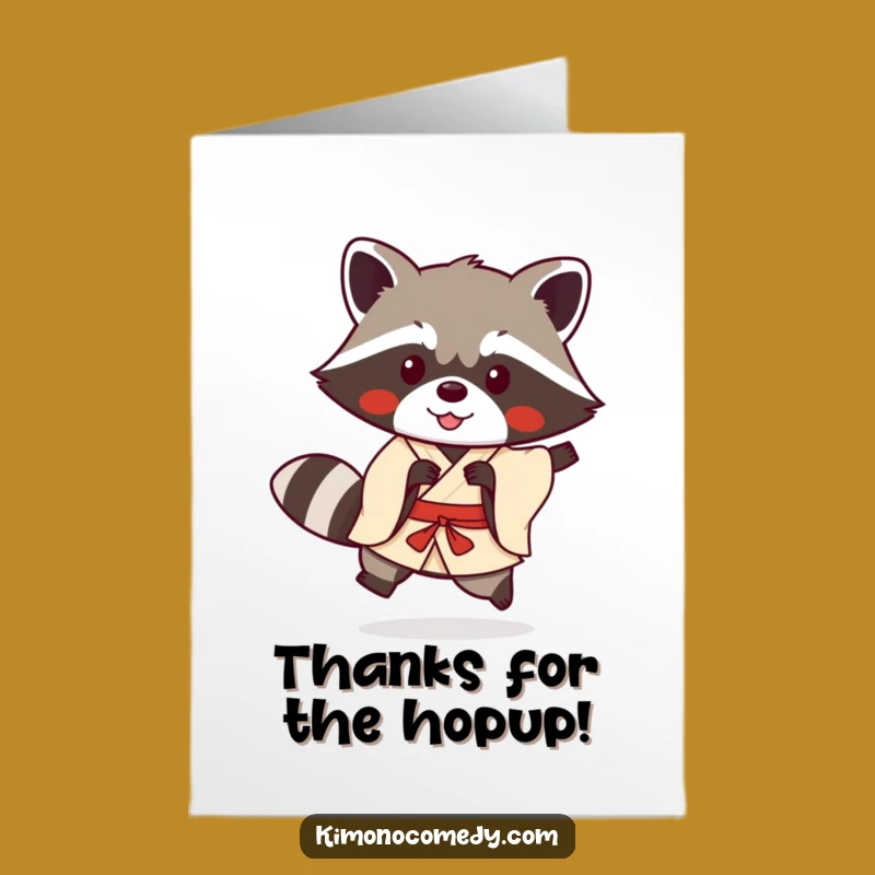 Free Printable Kawaii Raccoon Thank You Card: Hopping Gratitude
