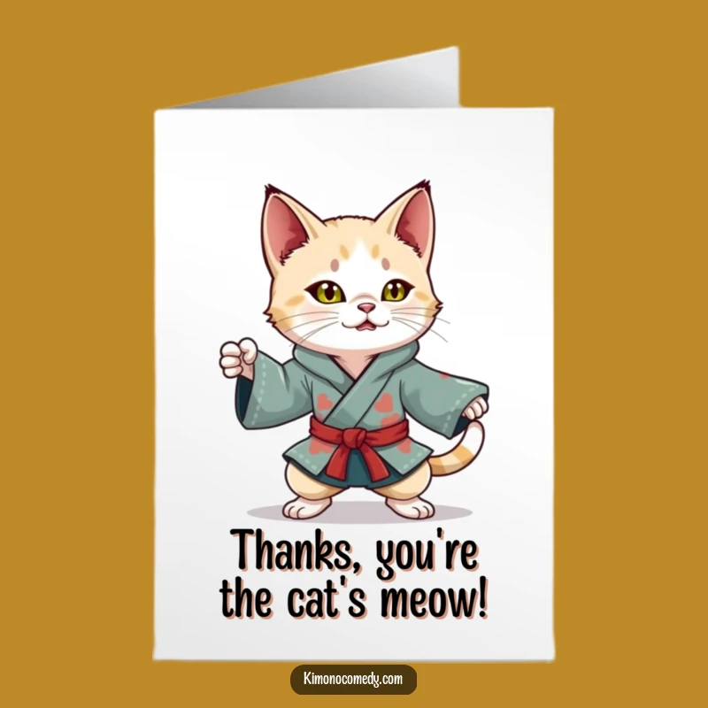 Free Printable Ninja Cat Kimono Thank You Card - Dynamic Thanks Downloadable Gift