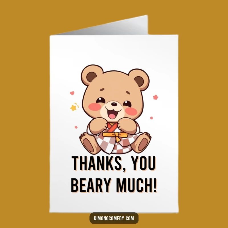 Free Printable Thank You Card: Funny Kawaii Bear Tumbling - Downloadable