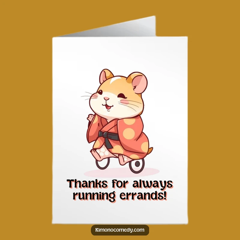 Free Printable Thank You Card: Hamster Kimono Speedy Funny Downloadable Gift for Gratitude