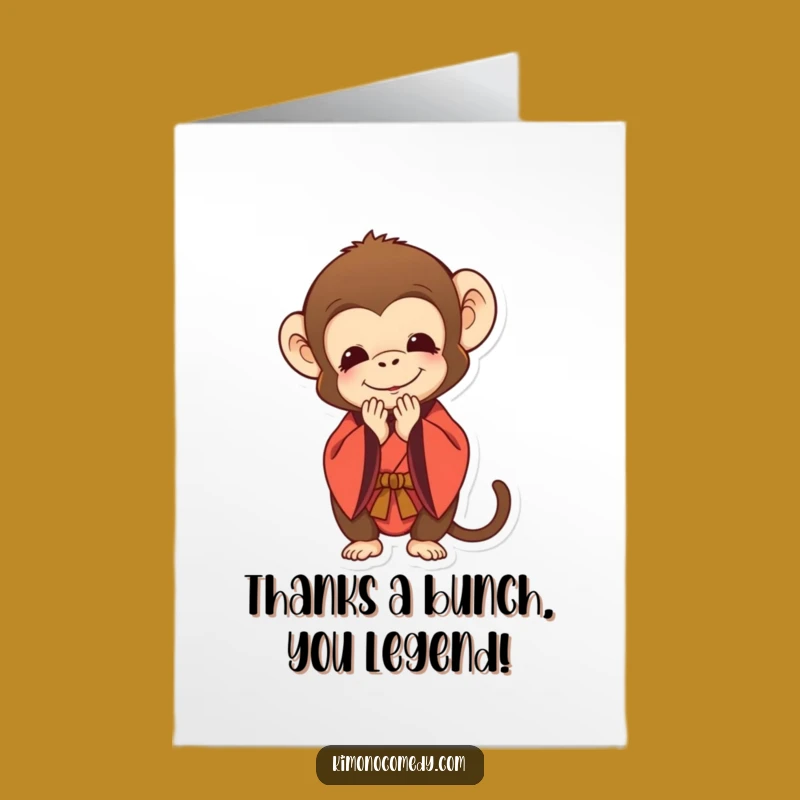 Free Printable Thank You Card: Monkey Bows Thanks, Funny Downloadable Gift
