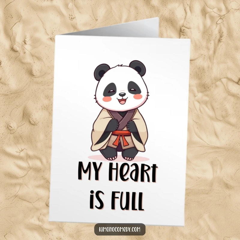 Funny Free Printable Thank You Card: A dignified panda in a kimono shares a warm, appreciative laugh.