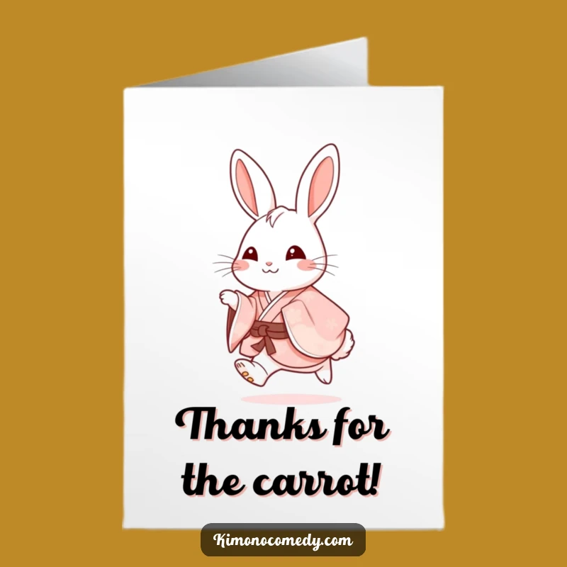 Free Printable Thank You Card: Rabbit Kimono Hop, Grateful Downloadable Gift Idea