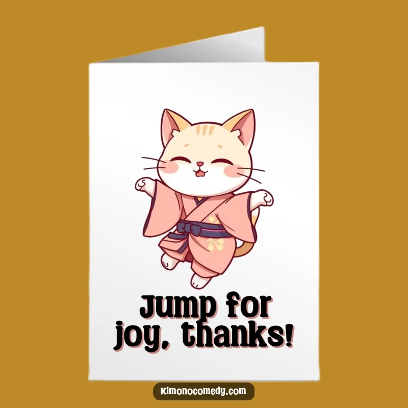 Free Printable Elegant Cat Leap Thank You Card: Graceful Thanks, Funny Downloadable Gift