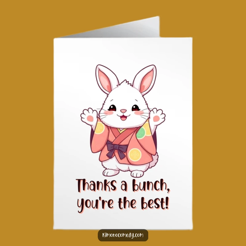 Free Printable Kawaii Bunny Kimono Thank You Card - Grateful Paws Downloadable Gift