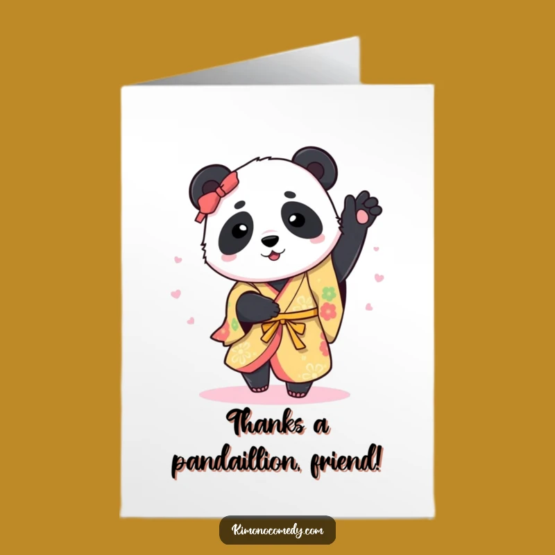 Free Printable Thank You Card: Panda Kimono Spin, Grateful Downloadable Gift Idea