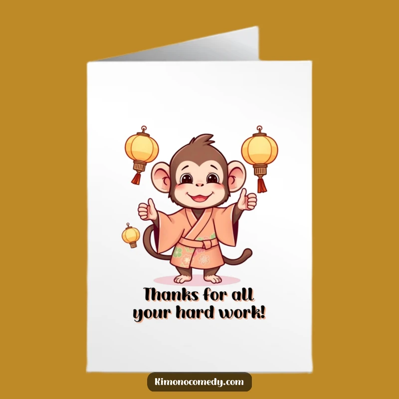 Free Printable Monkey Thank You Card: Juggling Lanterns Downloadable