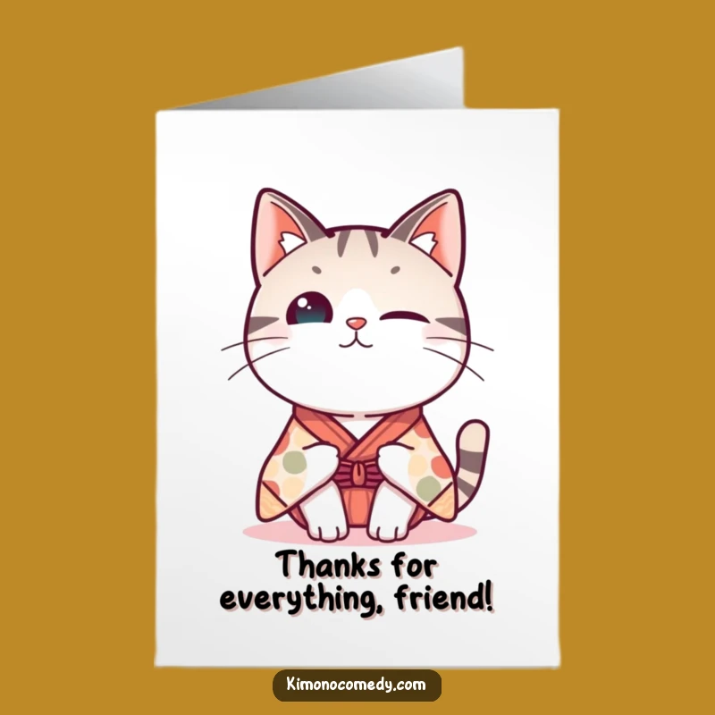Free Printable Funny Cat Thank You Card: Curious Kimono Downloadable