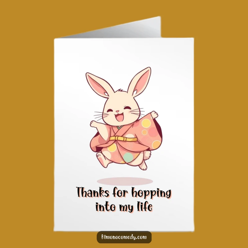 Free Printable Thank You Card: Playful Kimono Rabbit - Humorous Downloadable Gratitude Gift