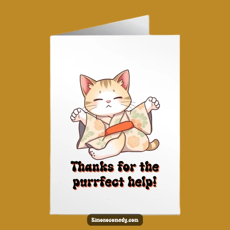 Free Printable Thank You Card: Lazy Cat Kimono Says Thanks