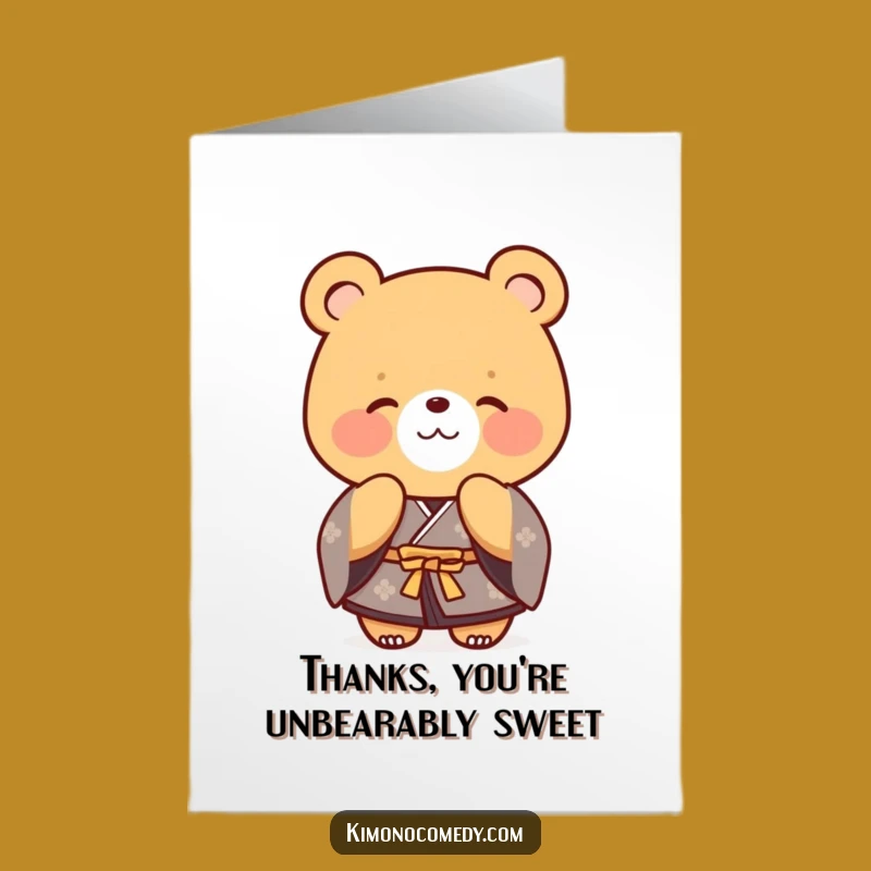 Free Printable Thank You Card: Polite Kimono Bear Bow - Charming Downloadable Gratitude
