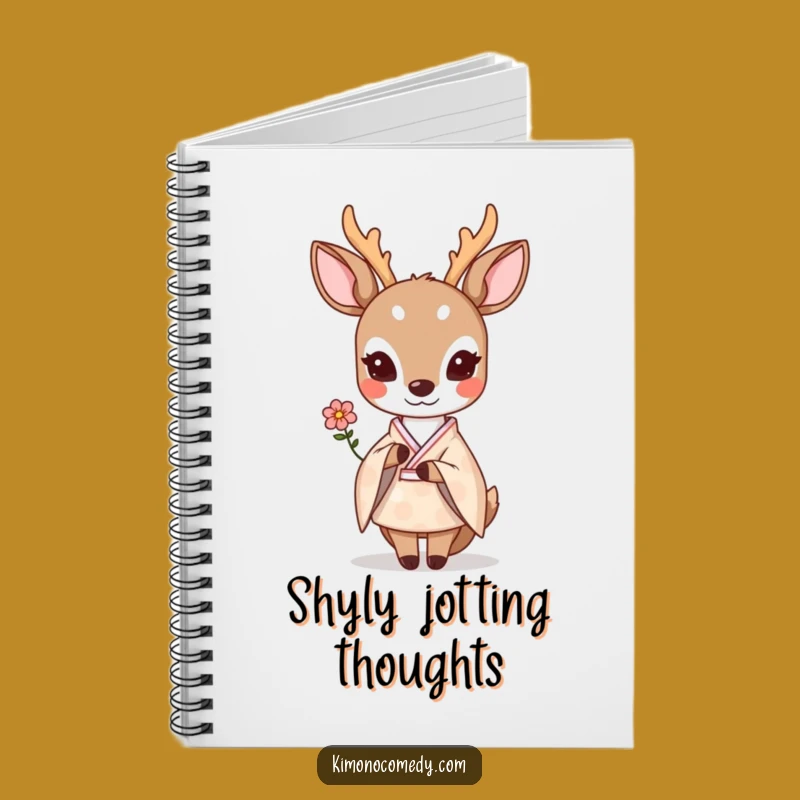 Funny Kawaii Deer Notebook - Shy Flower Kimono Journal