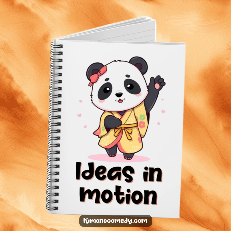 Funny Notebook: A panda in a vibrant kimono spins with glee, offering a cheerful cover for your creative thoughts and daily musings.