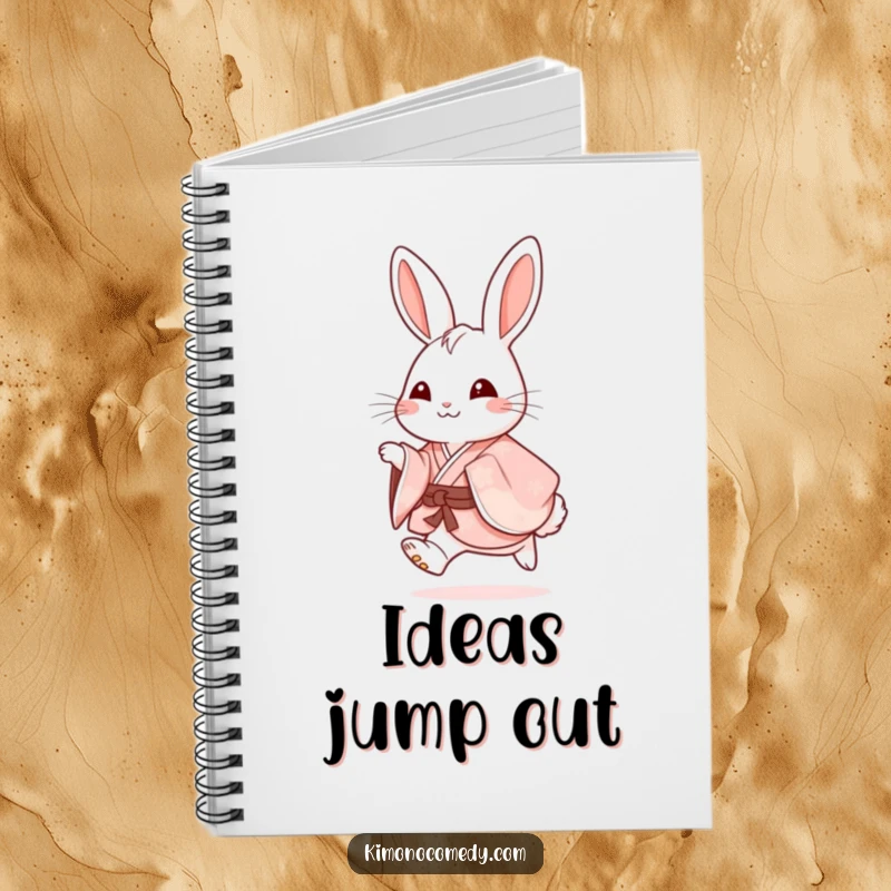 Funny Notebook: A rabbit in a fancy kimono hops with glee, offering a cute cover for your notes and creative thoughts.