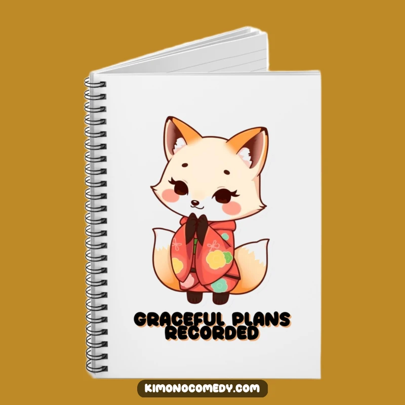 Funny Kawaii Fox Kimono Bow Notebook - Elegant Notes - Funny Gift
