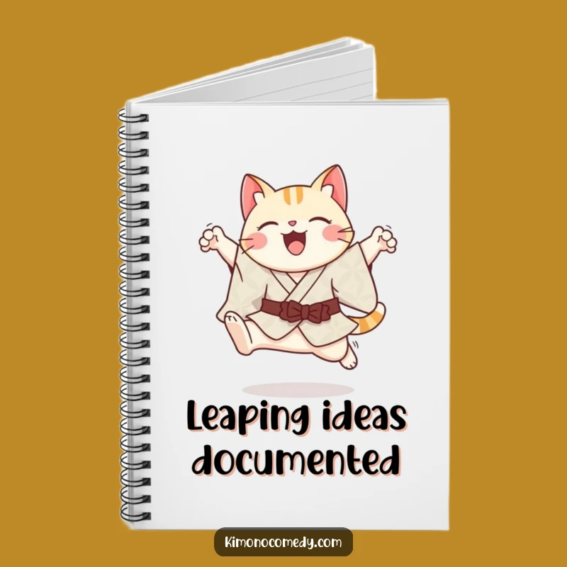 Funny Kawaii Cat Notebook - Graceful Leaping Kimono Journal