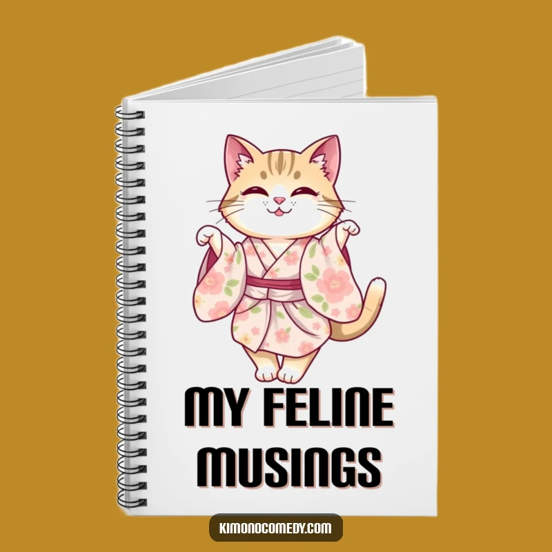 Funny Cat Kimono Notebook, Graceful Feline Journal, Whimsical Gift Diary