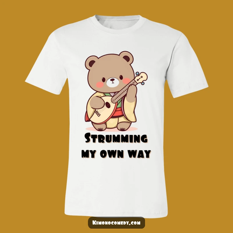 Funny Kawaii Bear Shamisen Kimono T-Shirt: Playful & Humorous Style