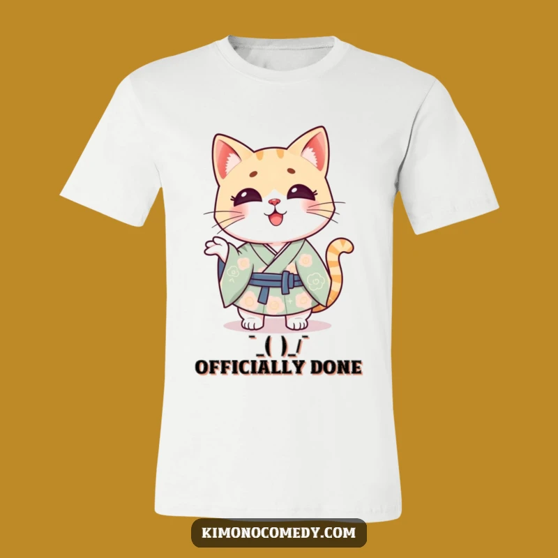 Funny Kawaii Cat Kimono Tee: Playful Shrug T-Shirt, Ideal Funny Gift