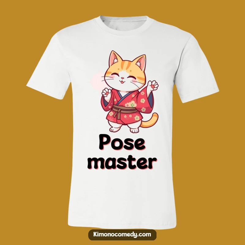 Funny Kawaii Kimono Cat Pose T-Shirt - Comical Gift for Her