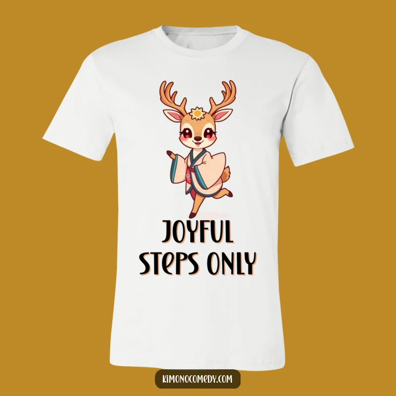 Funny Elegant Deer Kimono T-Shirt: Kawaii Joyful Prancing, Great Funny Gift Idea!