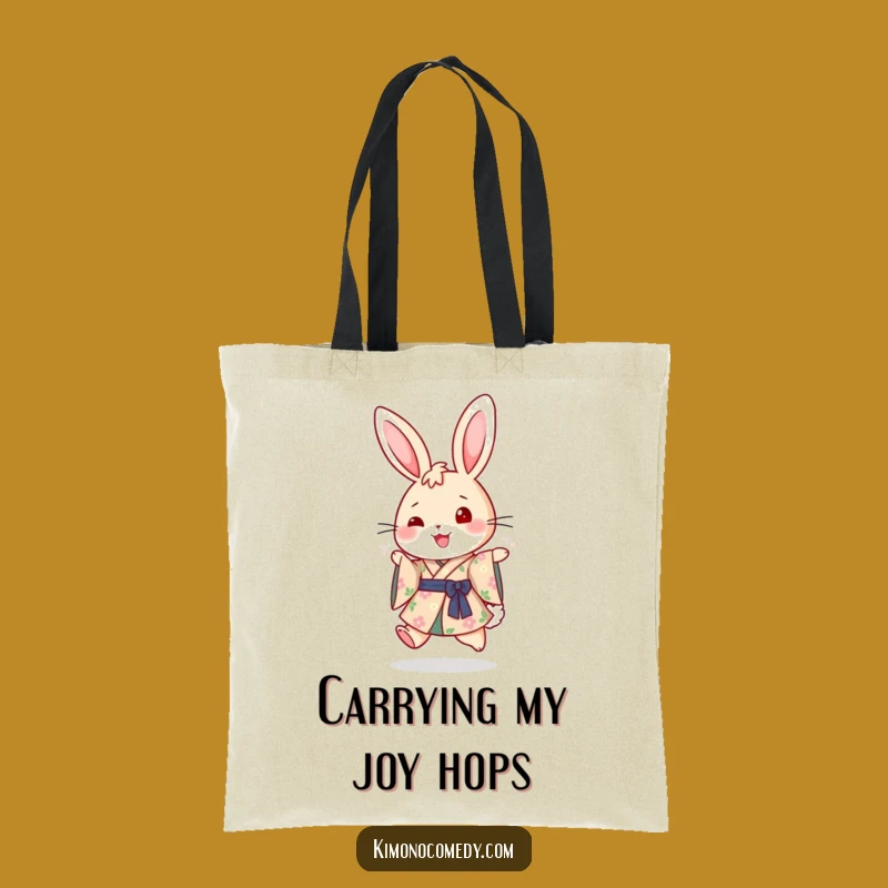 Funny Rabbit Kimono Tote Bag: Cheerful Floral Carryall, Perfect Joyful Shopping Gift
