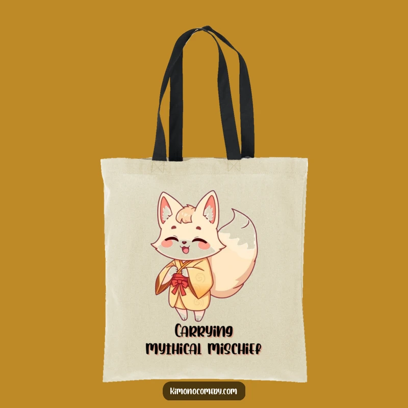 Funny Kawaii Kitsune Tote Bag - Giggle-Inducing & Cute Multi-Tailed Fox Accessory