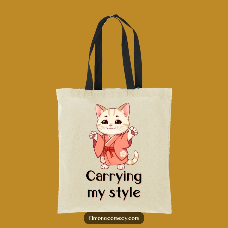 Funny Cat Kimono Tote Bag: Carry Your Essentials with Feline Chic and Humorous Panache