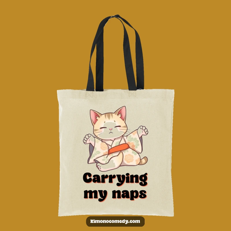 Funny Cat Kimono Tote Bag: Carry Your Style with Lazy Grace!