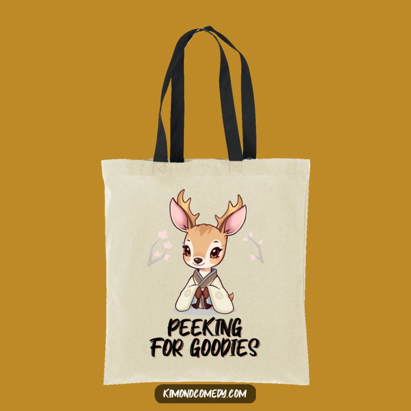 Funny Deer Kimono Tote Bag: Stylish Bag for Shopping with Curious Charm