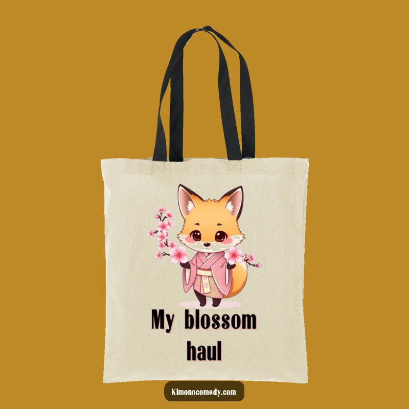 Funny Fox Kimono Tote Bag: Stylish Bag for Shopping with Blossom Offering