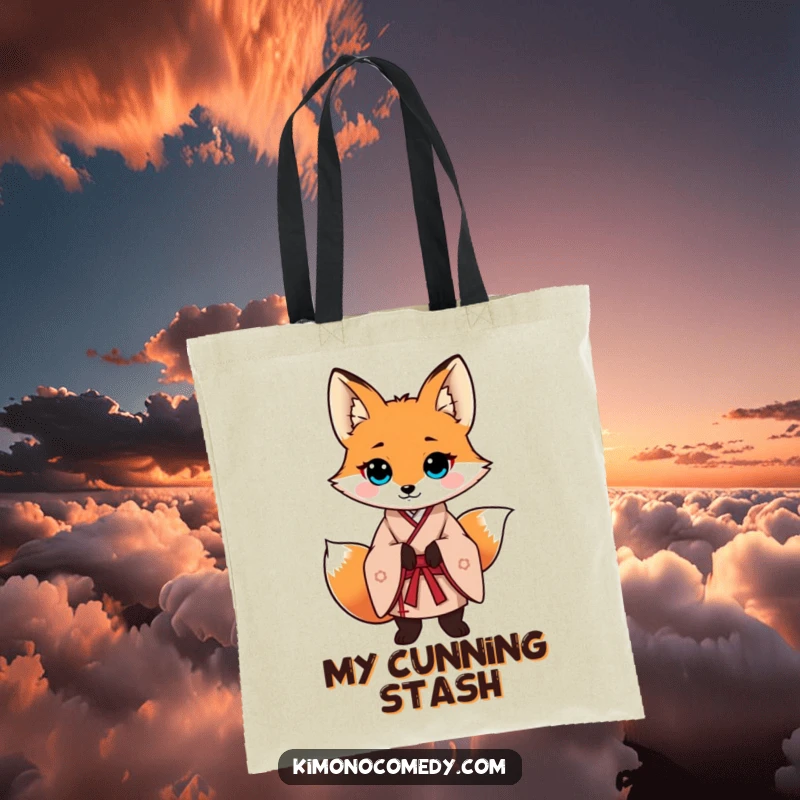 Funny fox in a traditional kimono, striking a powerful and confident pose. A stylish and practical tote bag.