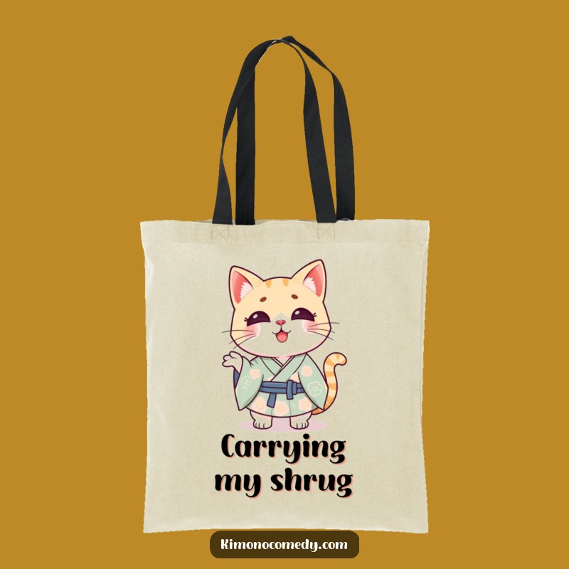 Funny Kawaii Cat Kimono Tote Bag: Playful Shrug Accessory, Great Funny Gift