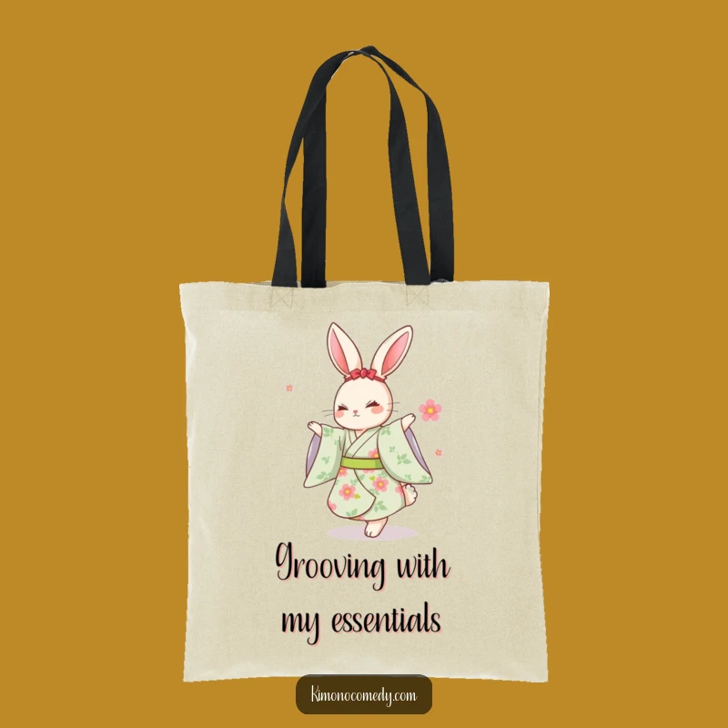 Funny Kawaii Rabbit Dancing Kimono Tote Bag: Chic & Humorous Accessory
