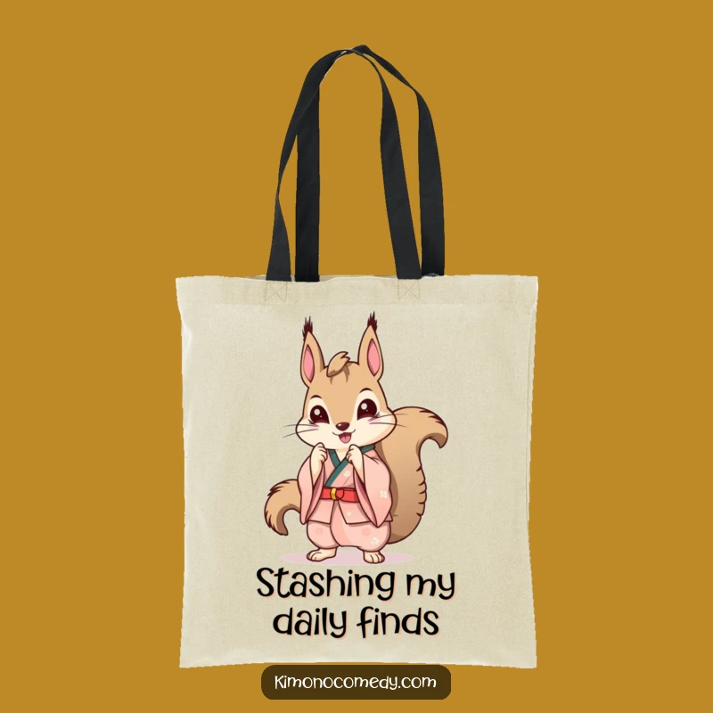 Funny Kawaii Squirrel Kimono Tote Bag: Stylish & Humorous Carry-All